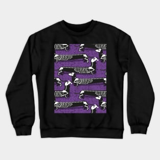 Spooktacular long dachshunds skeleton // pattern // studio purple background and skeleton dogs Crewneck Sweatshirt